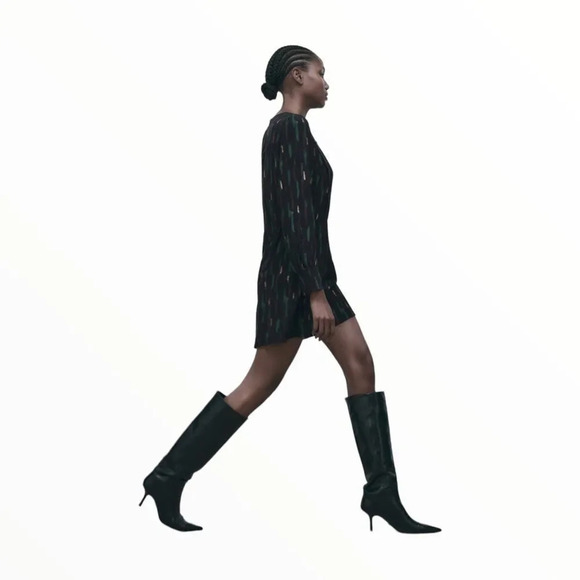ZARA | Black | PRINTED SHORT DRESS - Picture 9 of 10